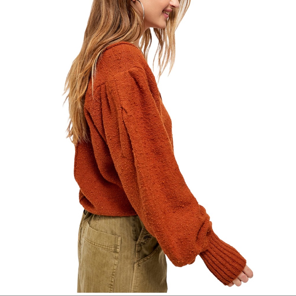 NWT FREE PEOPLE Reverie V-Neck Sweater - Burnt Butter - Picture 5 of 5
